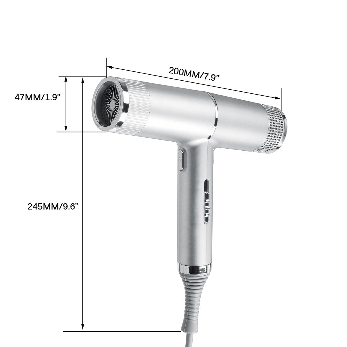 3-Speed Hair Dryer with Hot & Cold Wind, Diffusion Nozzle, and Temperature Adjustment