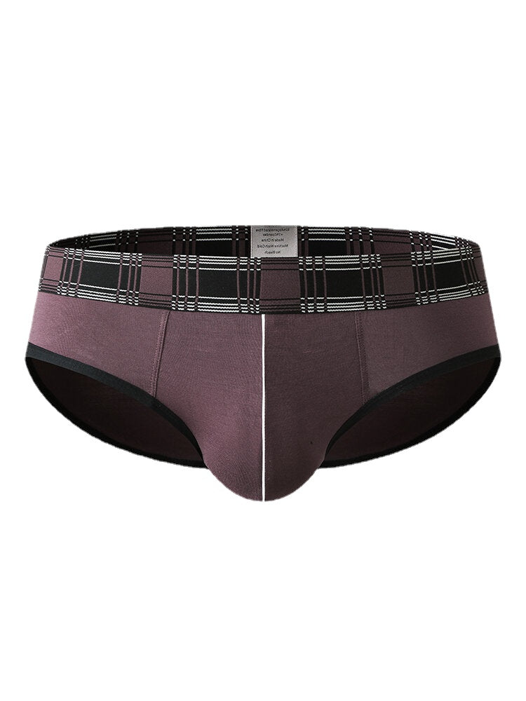 Herren-Unterwäsche aus Modal mit U-Pouch und Karomuster und elastischem Bund