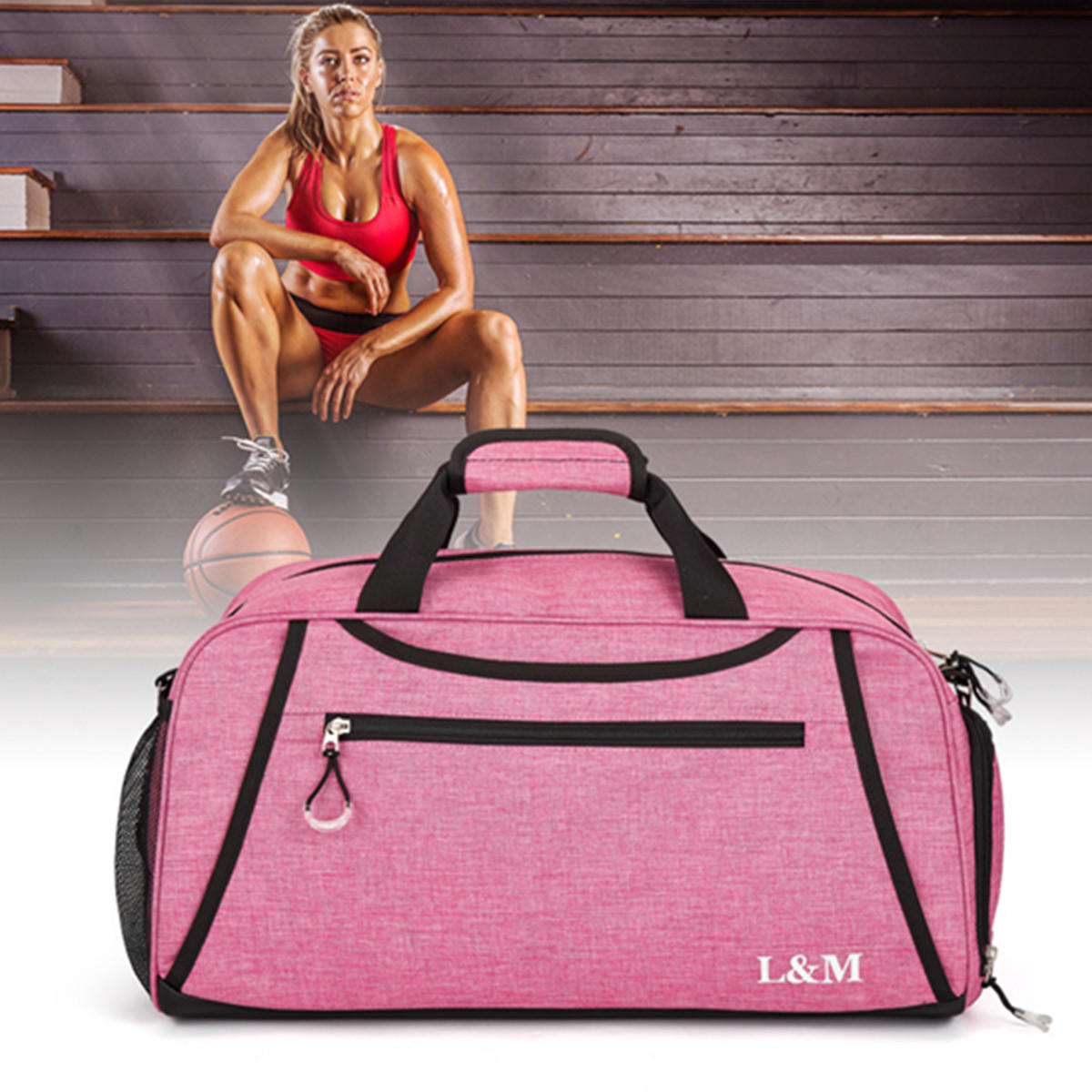 Sport Gym Training Fitness Bag with Shoes Compartment - Outdoor Travel Handbag for Yoga