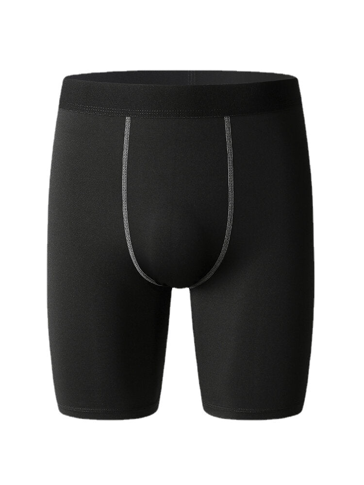 Einfarbige, elastische, schnelltrocknende, atmungsaktive Fitness-Shorts für Herren mit schmaler Taille und mittlerer Taille