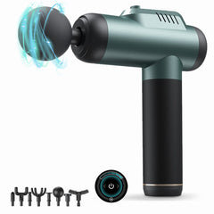 Deep Tissue Percussion Massage Gun - 6 Gear Adjustable, Type-C Rechargeable, Power Display, 8 Heads Included