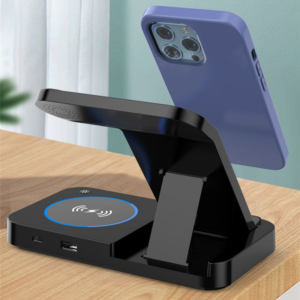 100W Foldable 4-in-1 Wireless Charger for iPhone, Apple Watch, and Samsung Galaxy