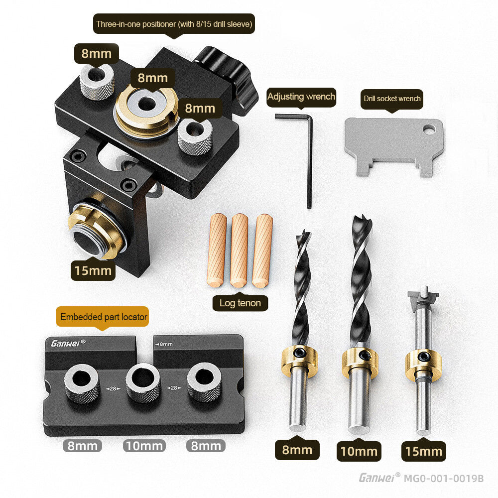 3-in-1-Stempelsucher – Aluminium-Holzbearbeitungswerkzeug, Klemmbereich 0–52 mm, Skalenmarkierungen