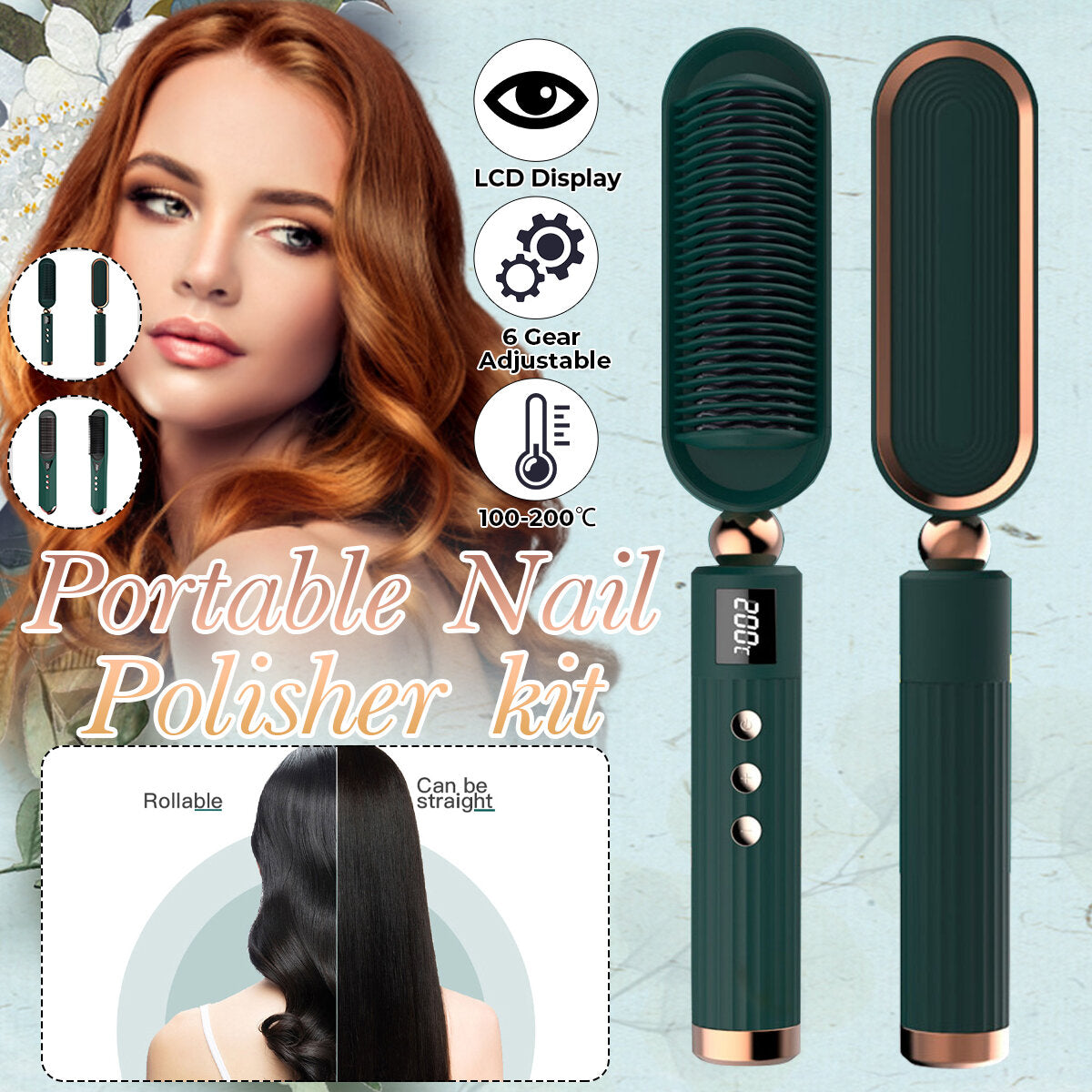 Multifunctional Hair Comb: Curl, Volumize, Flatten, Straighten - Quick Hair Styler & Curler