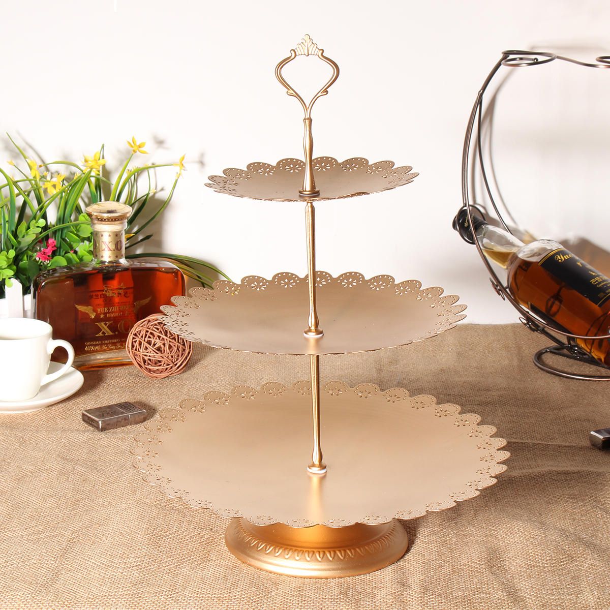 12PCS Vintage Crystal Cake Holder Set - Revolving Cupcake Stand & Dessert Platter for Party Display