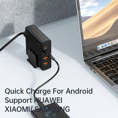 100W 4-Port USB PD Charger: Dual Type-C & USB-A, Fast Charging, EU Plug, 1.5M Cable Included