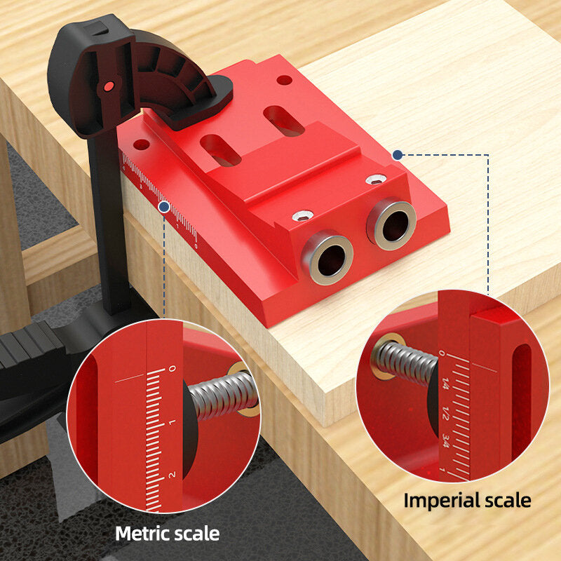 Adjustable Woodworking Hole Puncher with Metric & Imperial Calibration - Aluminum Alloy Dowel Hole Jig System Set