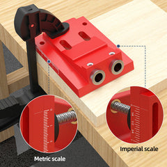 Adjustable Woodworking Hole Puncher with Metric & Imperial Calibration - Aluminum Alloy Dowel Hole Jig System Set