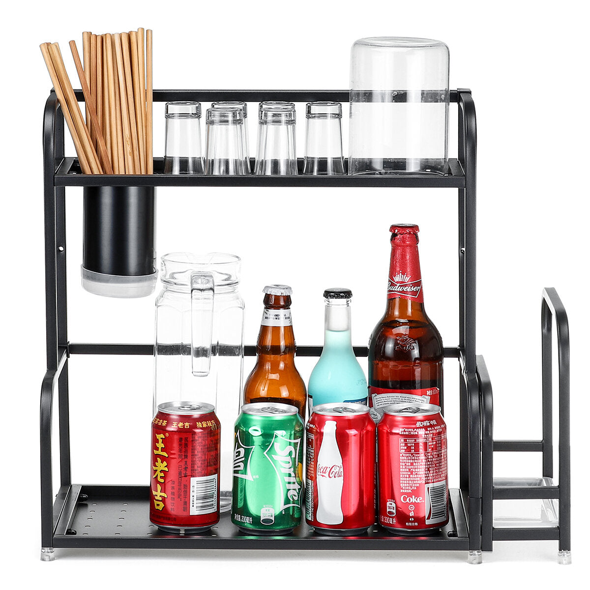 2-Tier Kitchen Countertop Spice Rack Organizer - Cabinet Shelves Holder