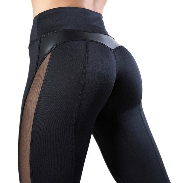 Yogahose mit hoher Taille für Damen – schnelltrocknende Lauf-Fitness-Leggings aus Netzleder, Hüft-Push-Up, Strumpfhose mit hoher Elastizität