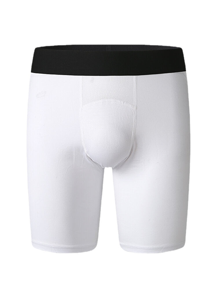 Men's Solid Color Stretch Slim Quick Dry Mesh Crotch Fitness Shorts