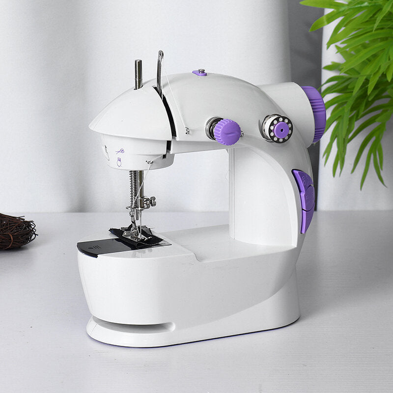 Mini Portable Electric Sewing Machine with Night Light, Foot Pedal, and Hand Table for Household Use