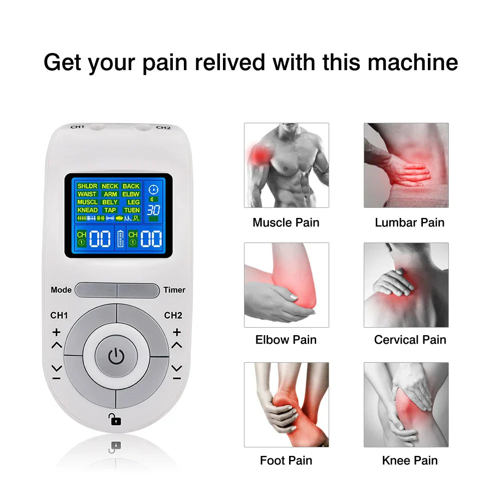 4-Mode TENS Pulse Machine, EMS Muscle Stimulator, Acupuncture Physiotherapy Body Massager, Digital Therapy Electrostimulator