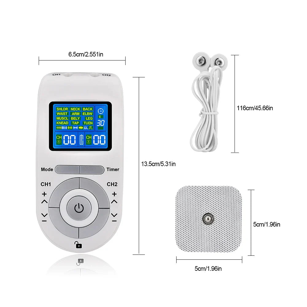 4-Mode TENS Pulse Machine, EMS Muscle Stimulator, Acupuncture Physiotherapy Body Massager, Digital Therapy Electrostimulator