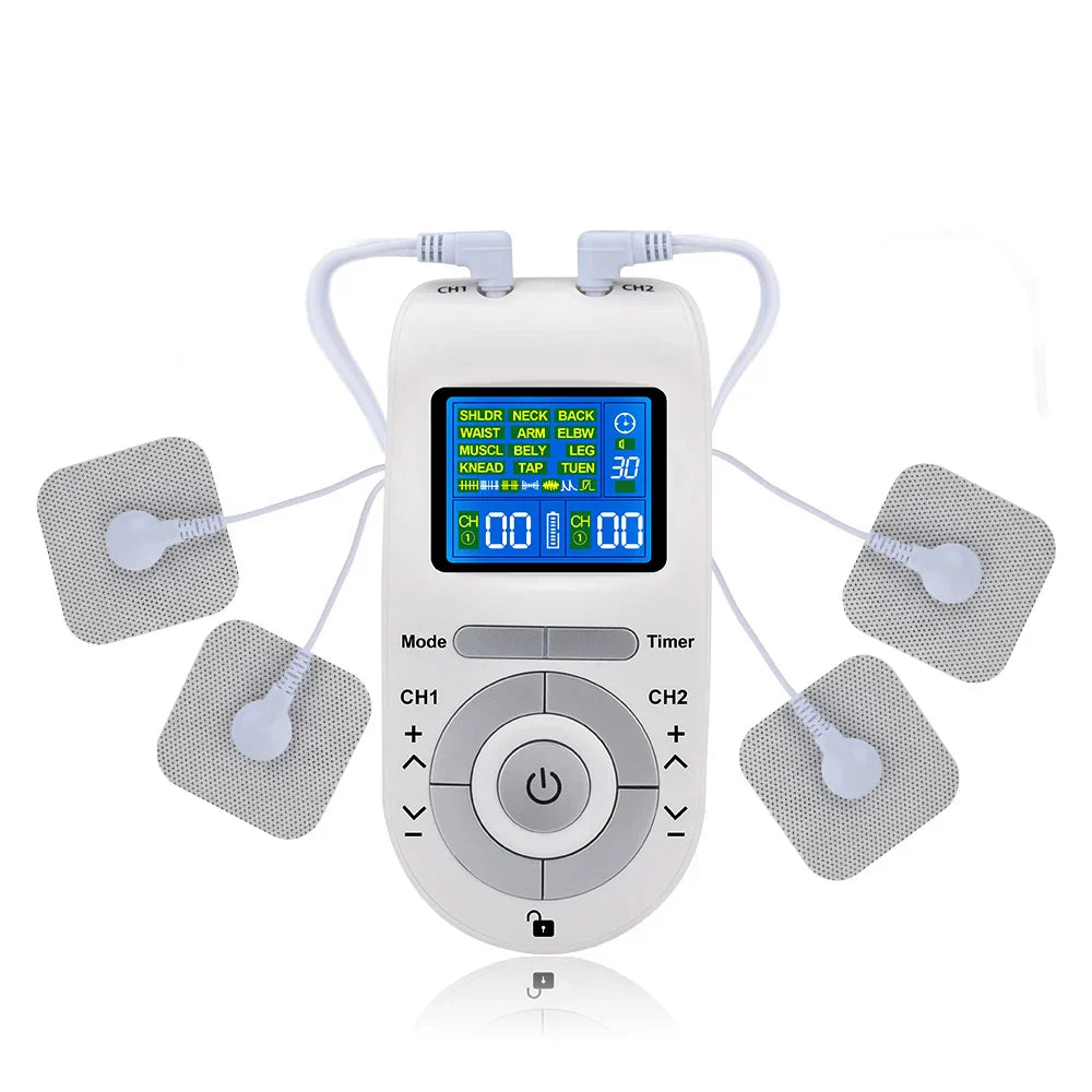 4-Mode TENS Pulse Machine, EMS Muscle Stimulator, Acupuncture Physiotherapy Body Massager, Digital Therapy Electrostimulator