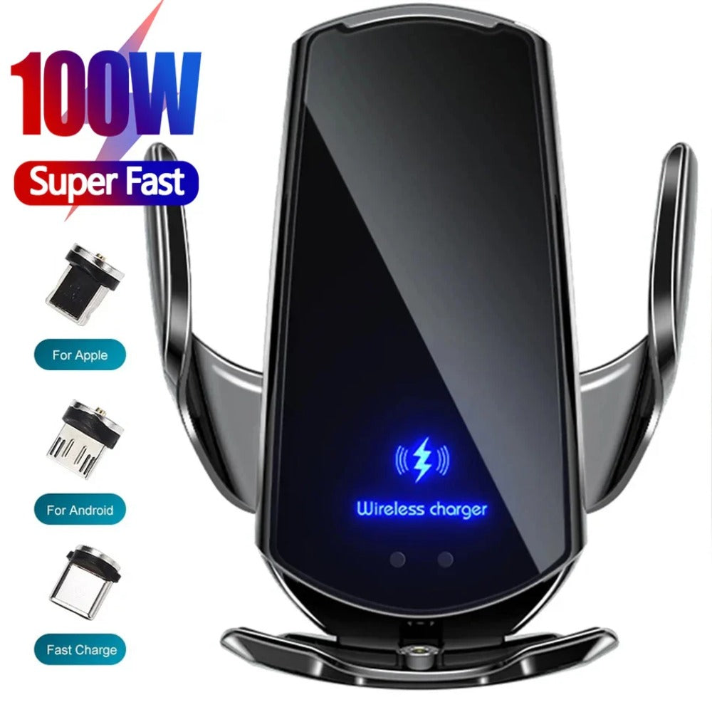 100W Wireless Car Charger Mount for iPhone 14/13/12/11 Pro, Samsung, Xiaomi - Fast Charging