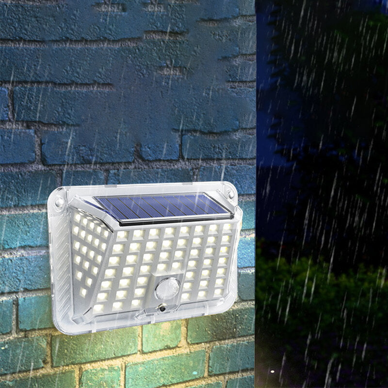 100 LED Solar Wall Lamp with Motion Sensor, Outdoor IP65 Waterproof Garden Street Light