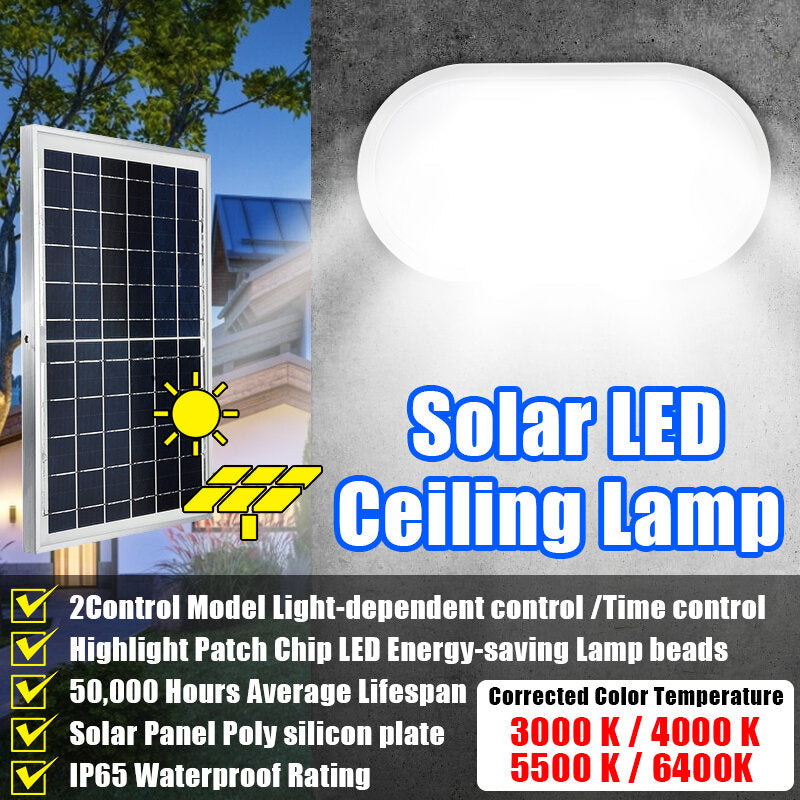 15W/25W Waterproof Solar LED Ceiling Lamp - Soft Light Oval Bulb for Garage