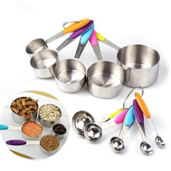 10-Piece Stainless Steel Measuring Cups & Spoons Set - Kitchen Tools for Baking & Cooking