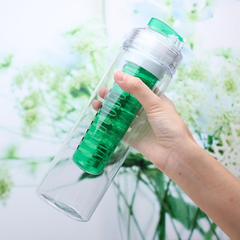 800ML Portable Clear Sport Fruit Infuser Water Bottle with Lemon Juice Filter