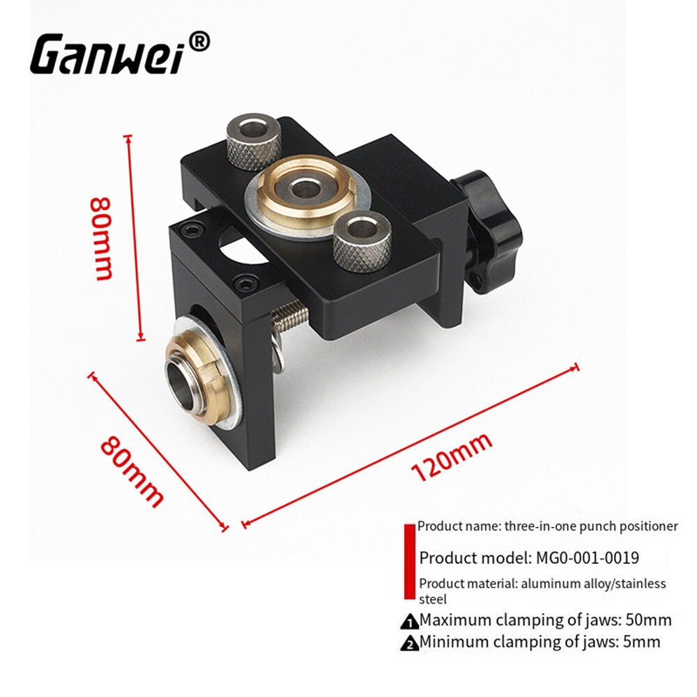 3-in-1 Punch Locator - Aluminum Woodworking Tool, 0-52mm Clamping Range, Scale Markings