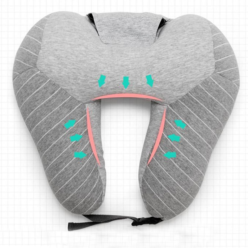 2-in-1 U-Shape Neck Pillow & Eye Mask Set - Cotton Headrest Cushion for Airplane Travel & Sleep