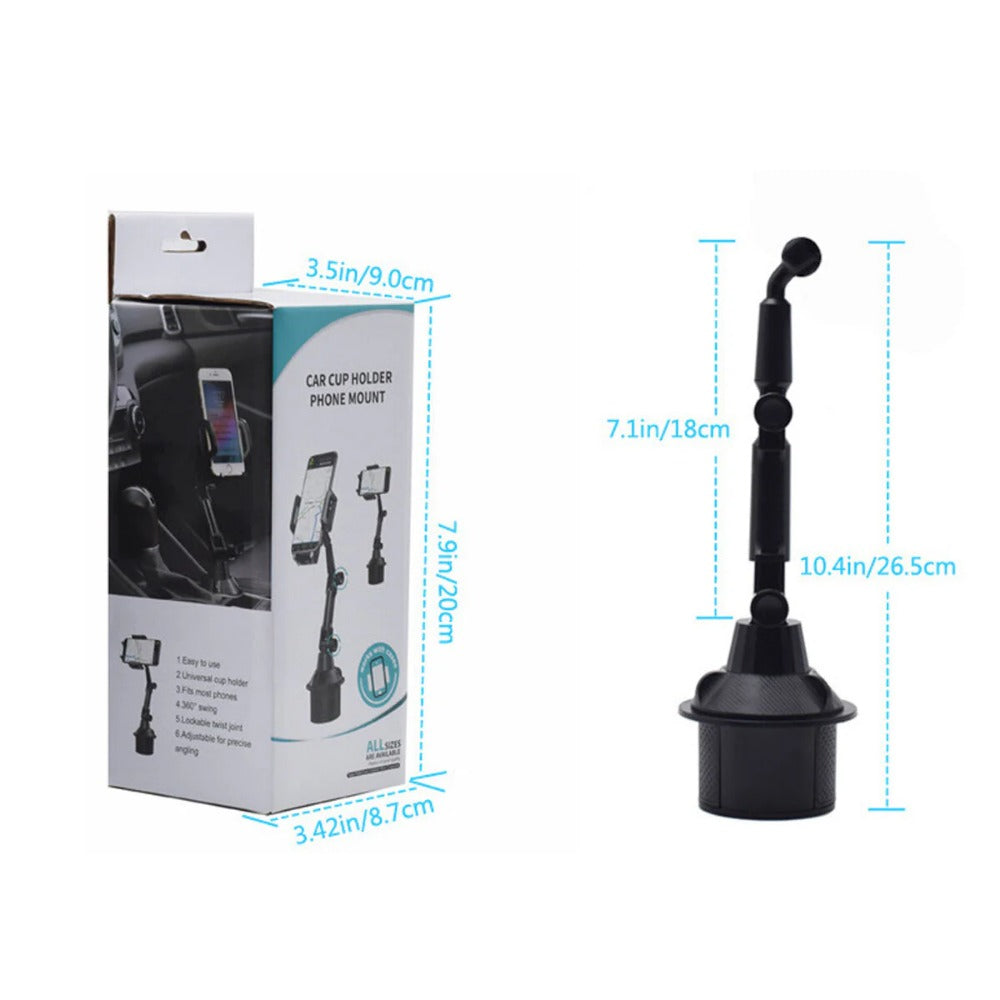 Universal 360 Degree Rotation Car Phone Mount with Gooseneck Cup Holder for 5-9.5cm Phones