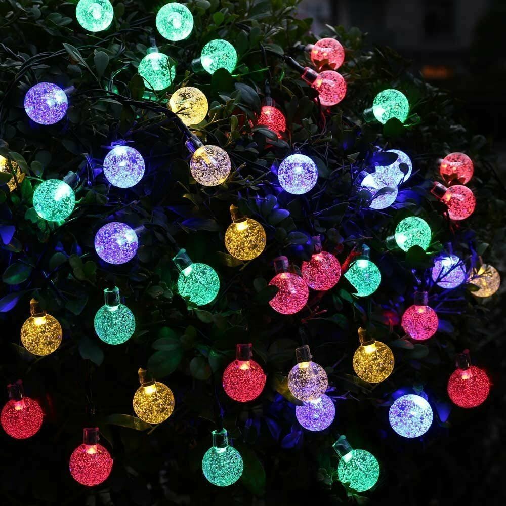 12M 100LED Solar String Lights, 8 Modes Crystal Ball Fairy Lamps for Wedding, Holiday, Home, Party, Christmas Tree Decor