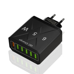 65 W 6-Port USB-Ladegerät, QC3.0-Schnellladeadapter für iPhone, Samsung, Huawei, Oppo, Redmi