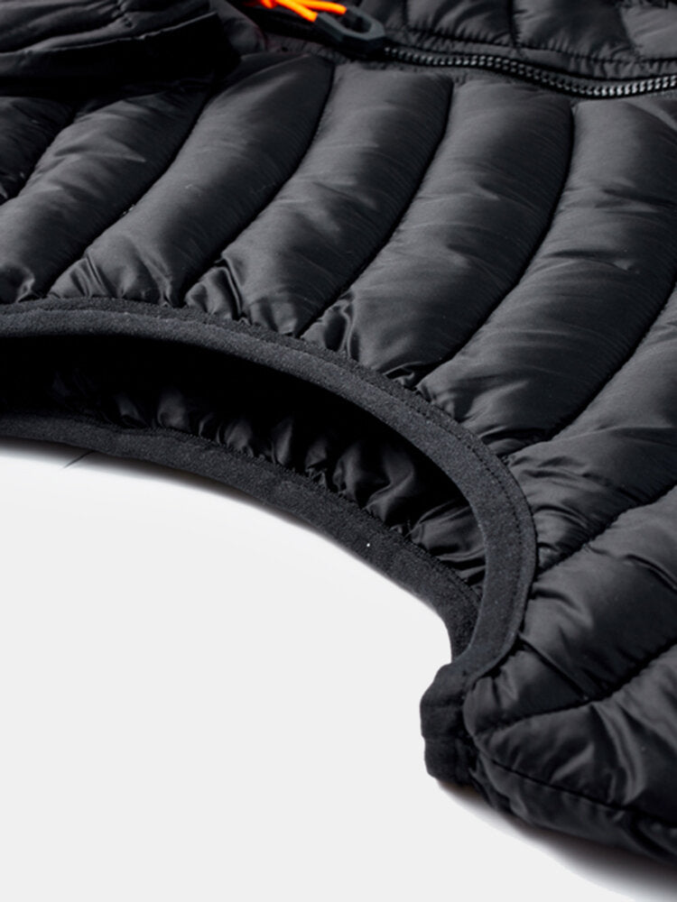 Men's Quilted Zip Front Padded Vest with Detachable Hood and Pockets - Casual Style