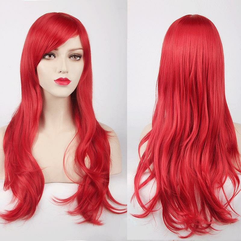 70CM Long Dark Purple Synthetic Cosplay Wig - High Temperature Fiber Hair Extensions for Women