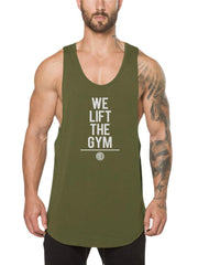 Atmungsaktive ärmellose Fitness-Tanktops aus Baumwolle für Herren – 5 Farben, Textdruck