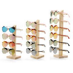 Natural Wood Sunglasses & Eyeglasses Display Rack Stand Holder Organizer - 3/4/5/6 Layers