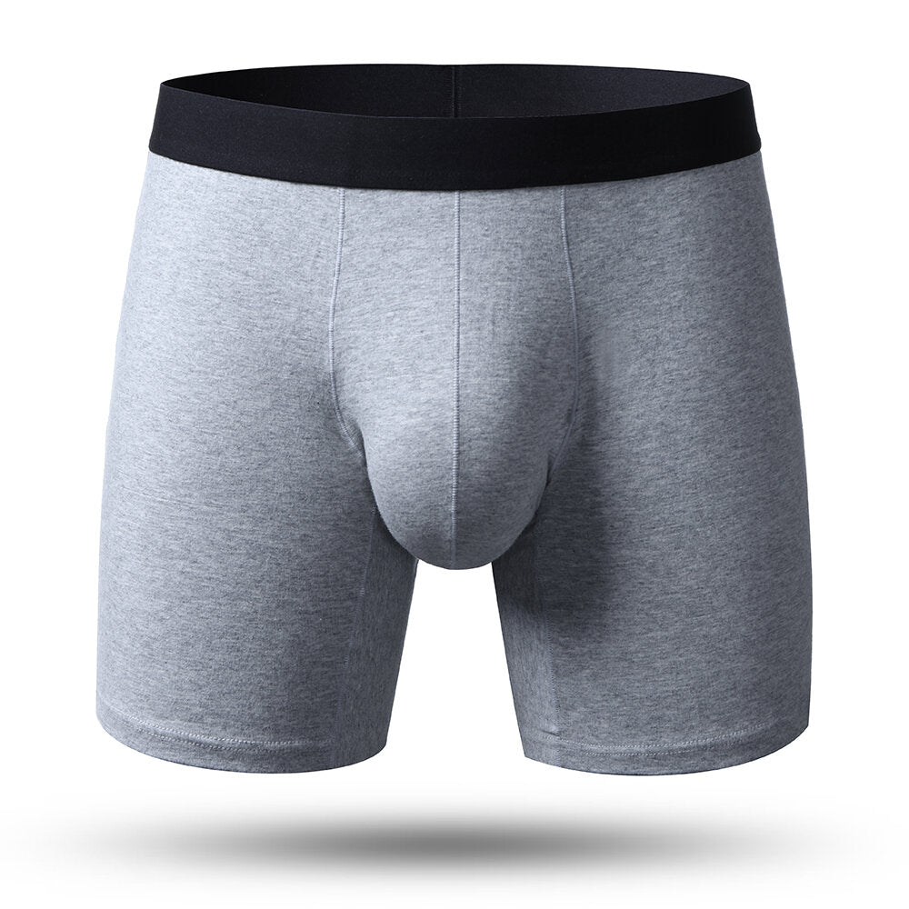 Strick-Fitness-Boxershorts für Herren mit U-förmigem konvexem Beutel – verlängerte Sportunterwäsche aus Baumwolle