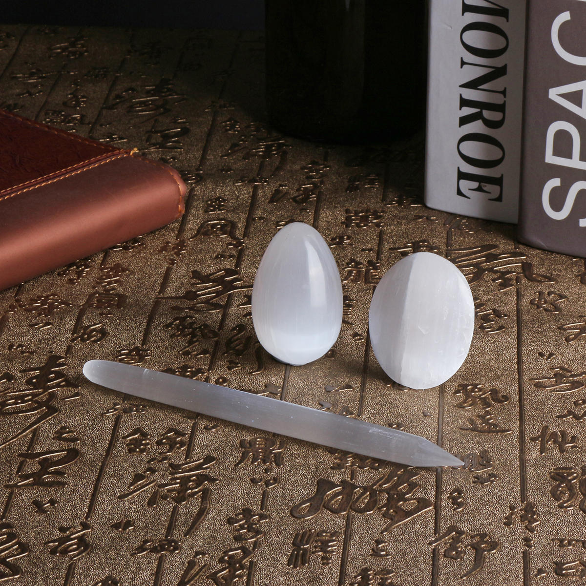 3pcs Set: Egg, Palm Stone, Pointed Gua Sha Facial Scraping Massage Wand Crystals Decor Manual Massager