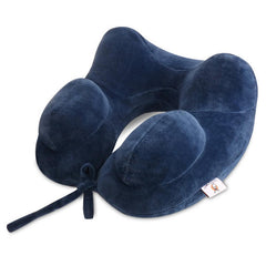 Inflatable U-Shape Cotton Neck Pillow Headrest Cushion for Travel, Airplane Sleep Rest