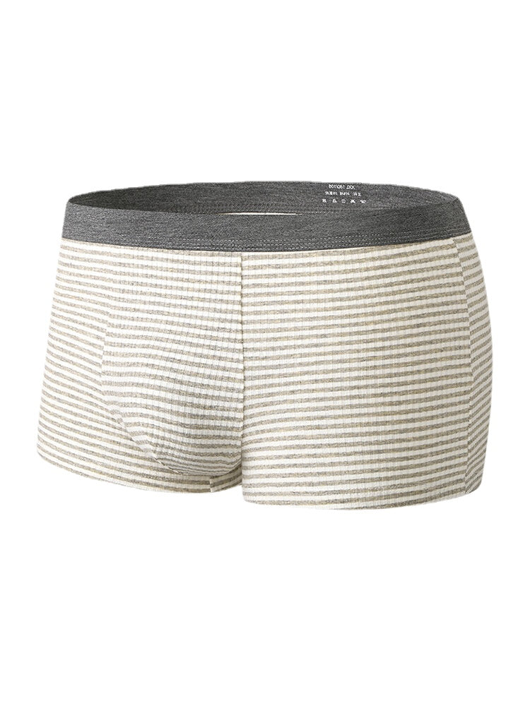 Herren-Boxershorts aus gerippter Baumwolle mit Nadelstreifen, atmungsaktiv, antibakteriell, mit Beutel – gemütliche Unterwäsche