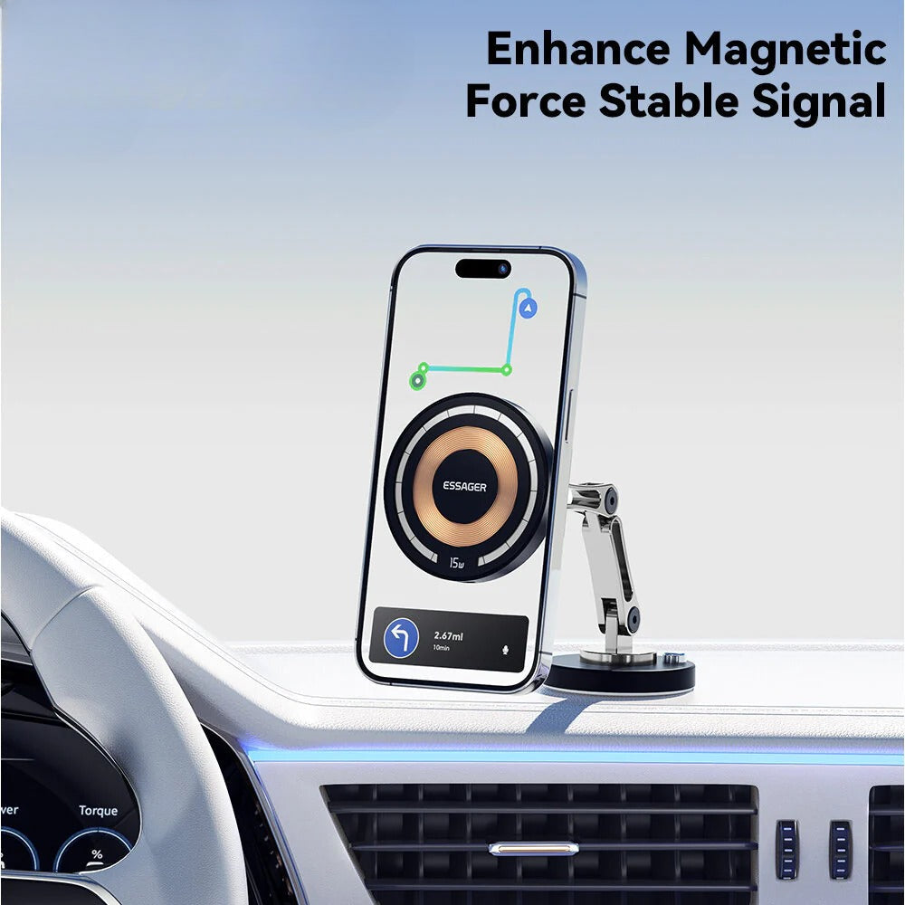 15W Wireless Magnetic Car Charger Holder for iPhone 15/14/13, Huawei, Xiaomi, Oppo