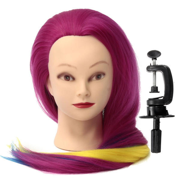 Multicolor Hairdressing Training Mannequin Head with Clamp Holder for Braiding Practice in Salons