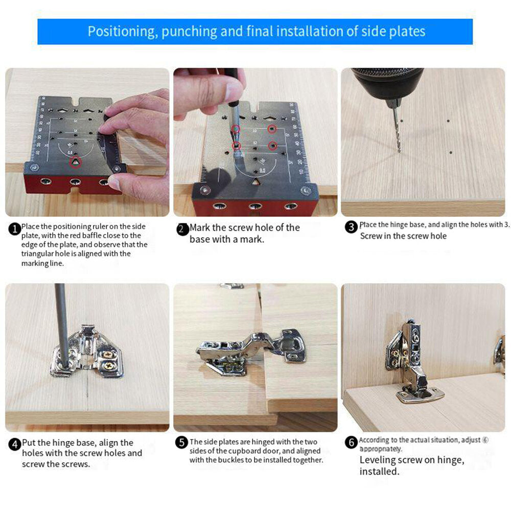 35mm Hinge Jig for Door Cabinets - Concealed Hinge Hole Template, Aluminium Alloy Drill Guide Locator Tool