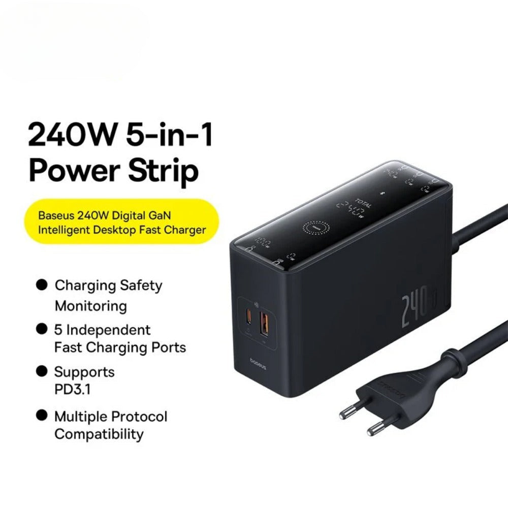 240 W GaN 5-Port USB PD-Ladegerät, Schnellladen für iPhone, Samsung, Huawei, Xiaomi