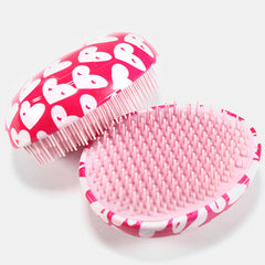 Pink ABS Hair Brush Comb - Round Egg Shape, Soft Anti-Static Detangling Tool for Salon Hair Care