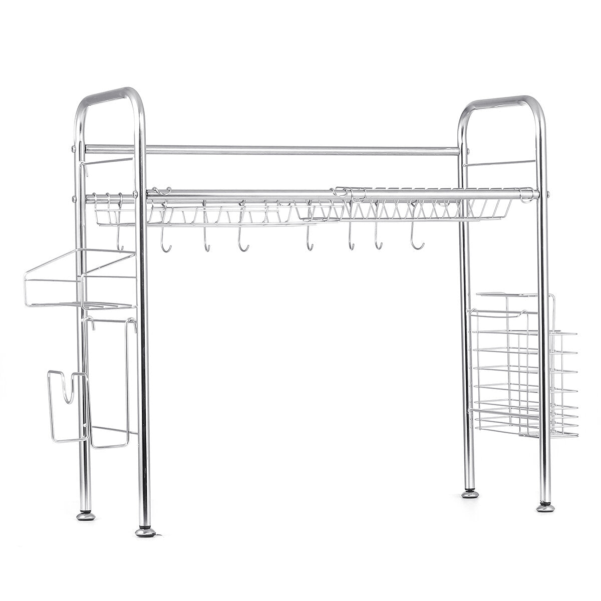 Double Layer Stainless Steel Rack Shelf for Kitchen Dishes - 64/74/84cm Storage Organizer