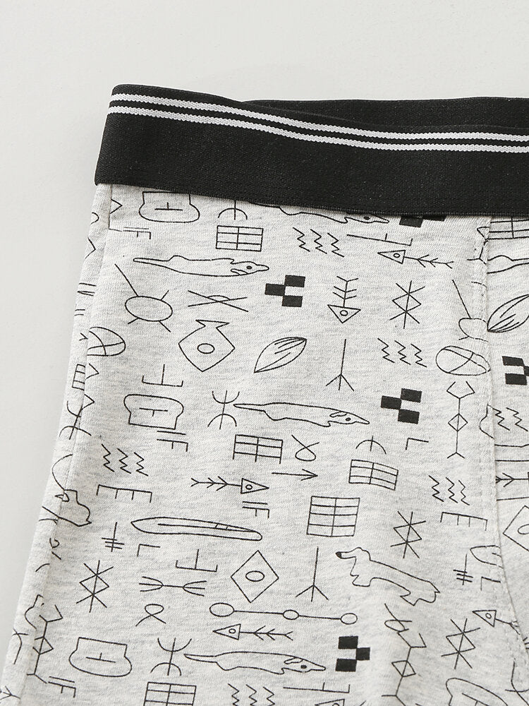 Multipacks Herren-Boxershorts mit Graffiti-Print und U-Konvex-Form – Atmungsaktive Baumwollunterwäsche