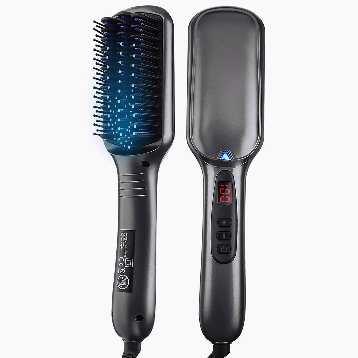 Electric Hair Straightener Brush - 26 Temp Settings, LCD Display, Fast Heating, Anti-Scald Ceramic Comb