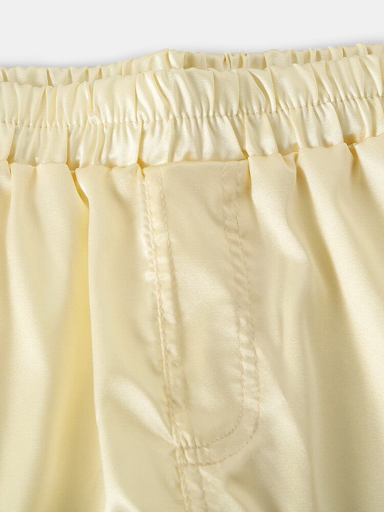 Einfarbige Seiden-Boxershorts für Herren – atmungsaktiv, leicht, elastischer Bund, lockere Passform