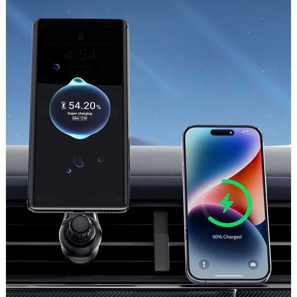 Magnetic RGB 15W Wireless Car Charger Mount for iPhone 14/13/12 Pro - Fast Charging & Secure Mounting