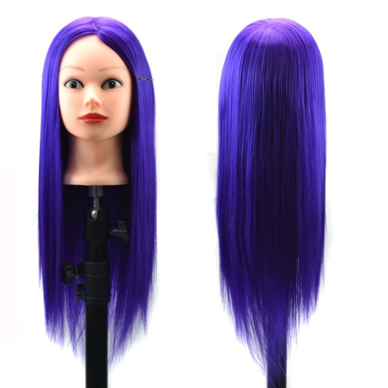 High-Temperature Fiber Hair Training Mannequin Head with Clamp for Salon Braiding Practice