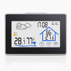 Wireless Touch Screen Weather Station with Thermometer, Hygrometer, Outdoor Forecast Sensor, and Clock