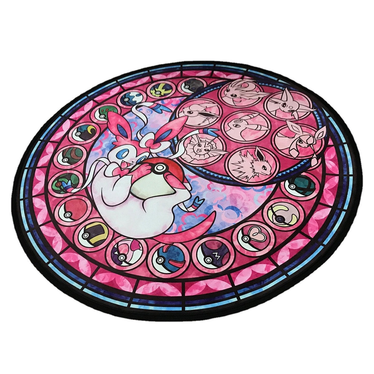 100cm Pocket Monster Round Non-Slip Door Mat Rug - Bedroom Carpet Home Decor